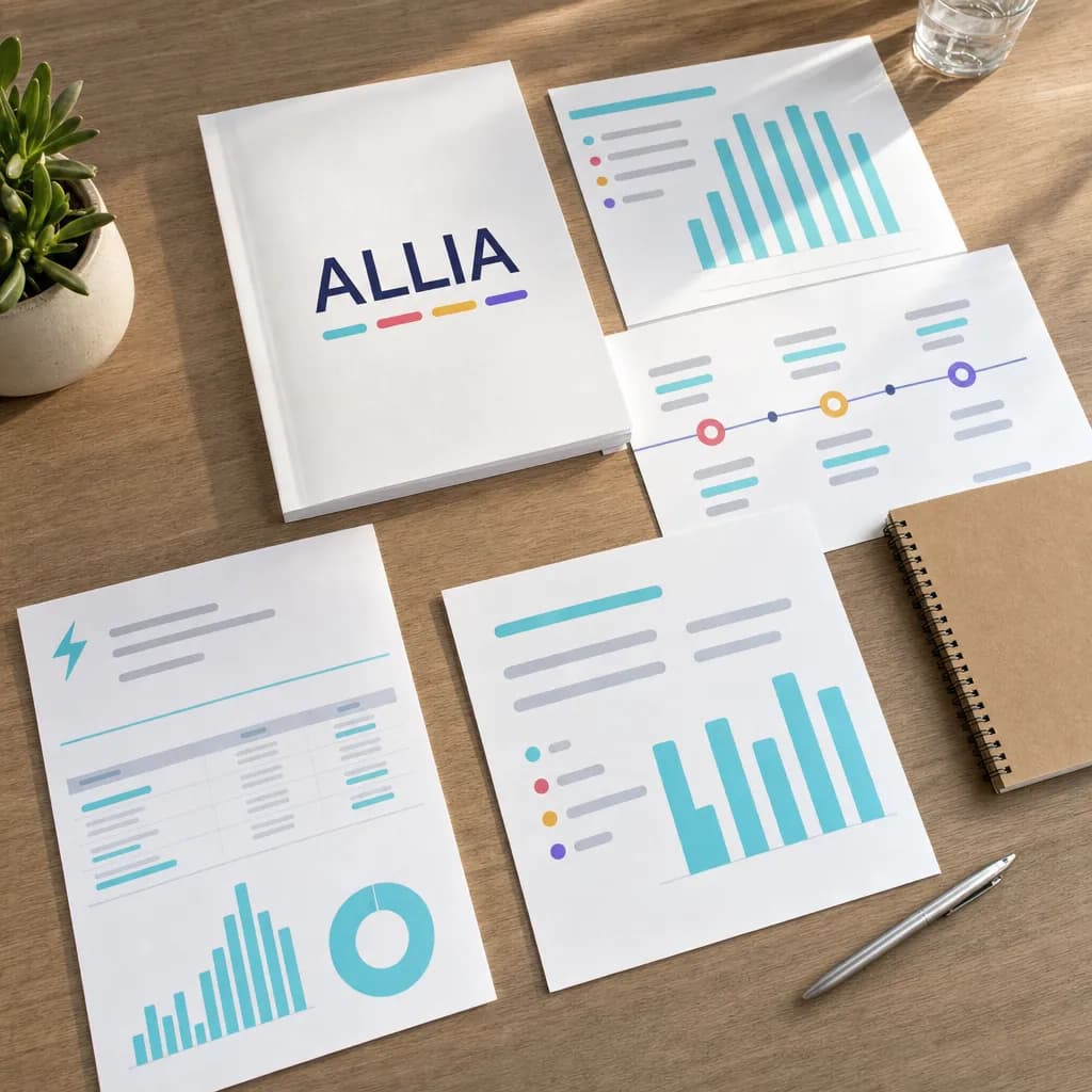 Documents de stratégie RSE ALLIA avec graphiques et feuille de route